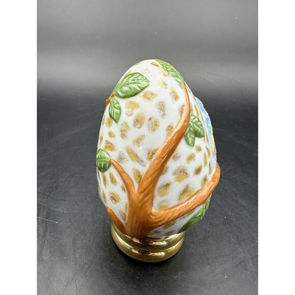 Franklin Mint Treasury of Eggs Majolica Parrot Porcelain Egg 1990 with Stand - Picture 5 of 9